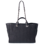 Chanel Deauville GM Tote Black Canvas Leather Silver — view 2