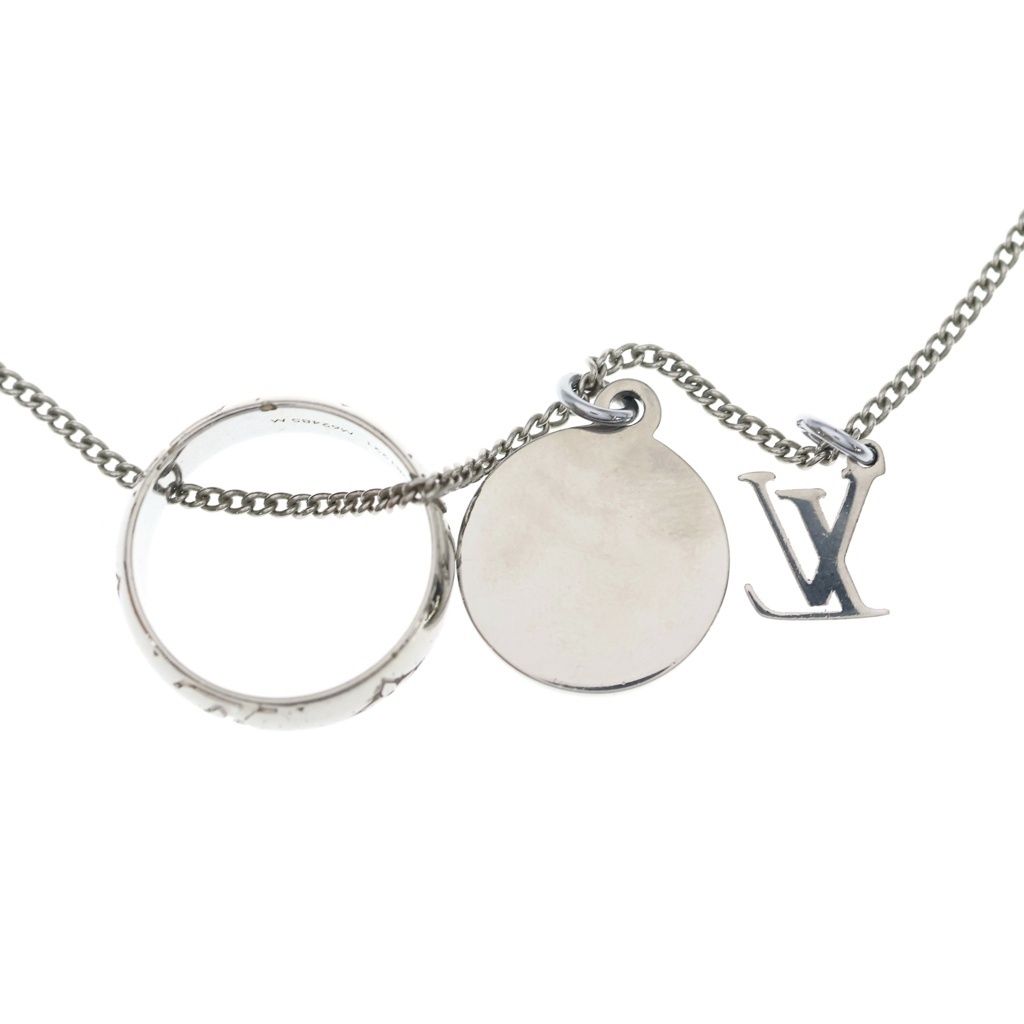 Louis Vuitton Monogram Ring Necklace Silver Metal — view 3