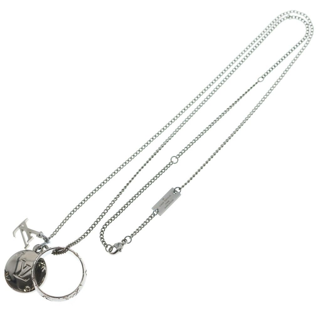 Louis Vuitton Monogram Ring Necklace Silver Metal — view 2