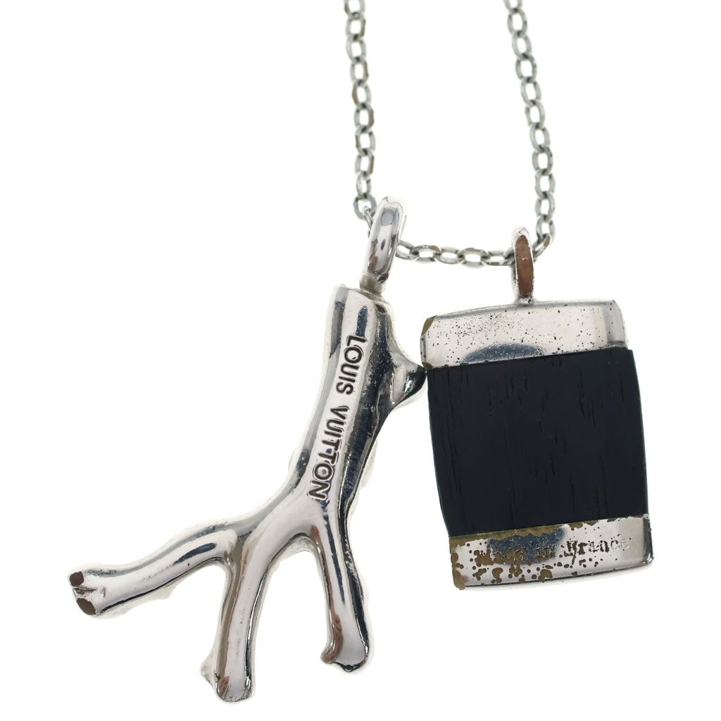 Louis Vuitton Pendentif Bois Necklace Silver Metal — view 3