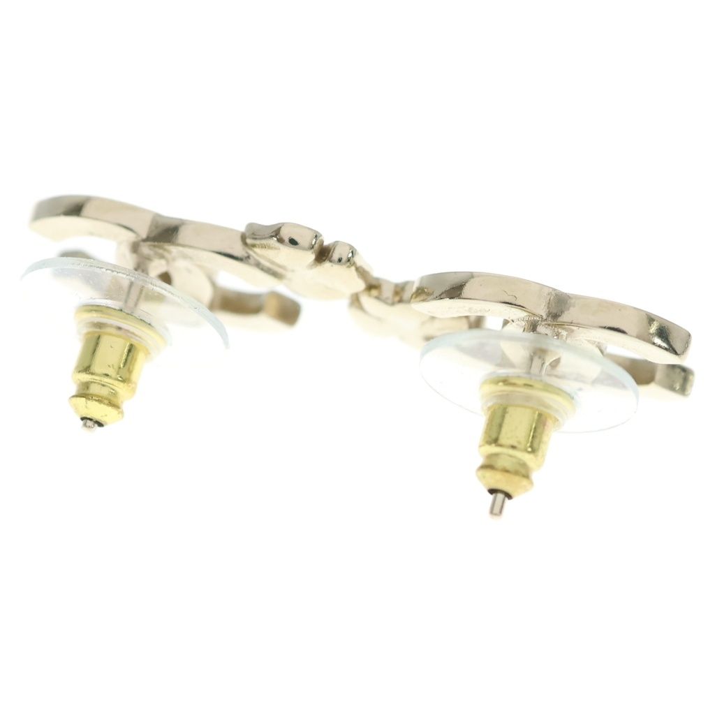 Chanel CC Logo Rhinestone Earrings Black Gold — view 2
