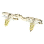 Chanel CC Logo Rhinestone Earrings Black Gold — view 2