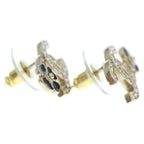 Chanel CC Logo Rhinestone Earrings Black Gold — view 4