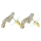 Chanel CC Logo Rhinestone Earrings Gold — view 3