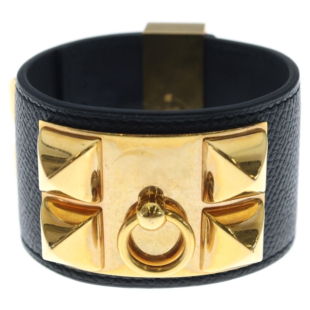 Hermes Collier de Chien Bangle Bracelet Black Noir Gold