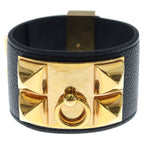 Hermes Collier de Chien Bangle Bracelet Black Noir Gold