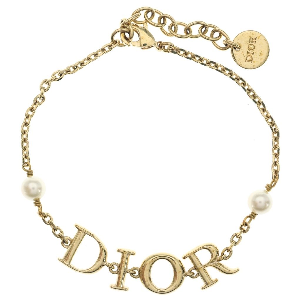 Dior Signature Logo Pearl Bracelet Gold