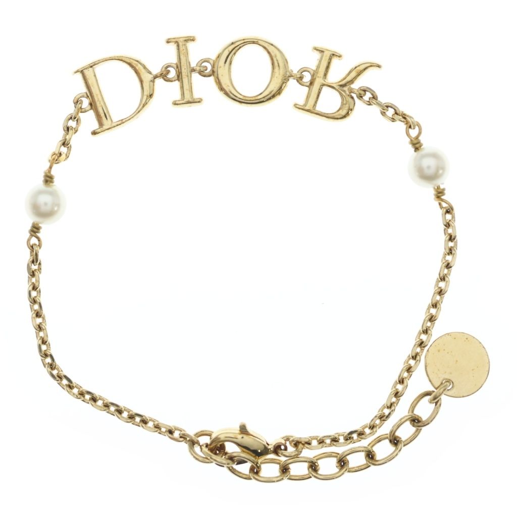 Dior Signature Logo Pearl Bracelet Gold — view 2