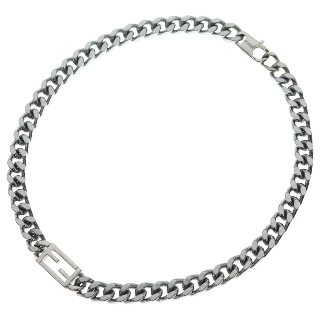 Fendi Baguette Chain Necklace Choker Silver — view 2