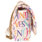 Saint Laurent Paris Logo All Over Print Nylon Patted Quilted Chain Shoulder Bag — view 3