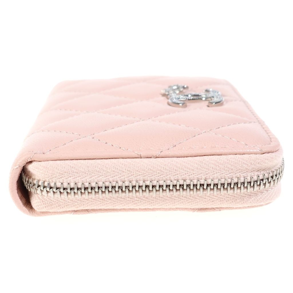 Chanel Quilted CC Logo Star Coin Purse Mini Wallet Pink Lambskin Silver — view 3
