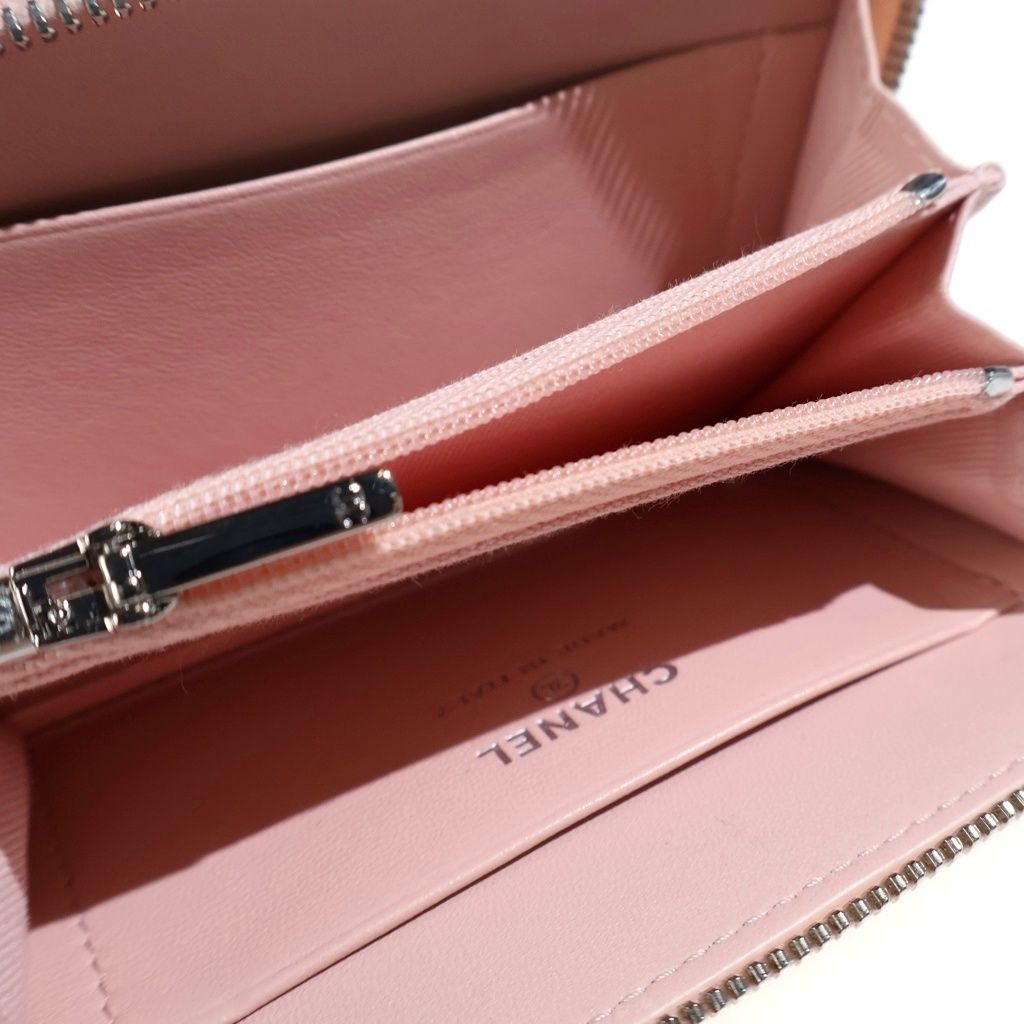 Chanel Quilted CC Logo Star Coin Purse Mini Wallet Pink Lambskin Silver — view 5