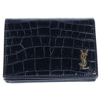 Saint Laurent Paris Croco Embossed Leather Card Case Business Black