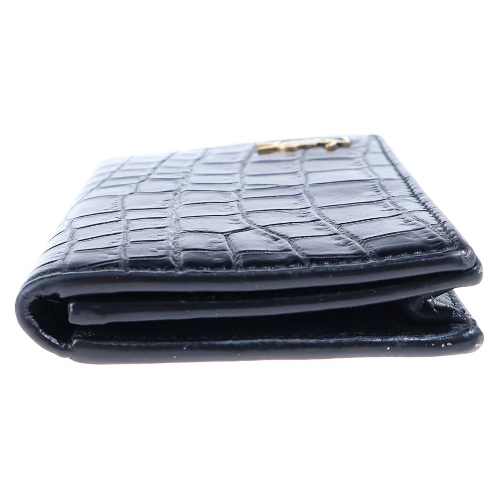 Saint Laurent Paris Croco Embossed Leather Card Case Business Black — view 4