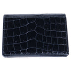 Saint Laurent Paris Croco Embossed Leather Card Case Business Black — view 2
