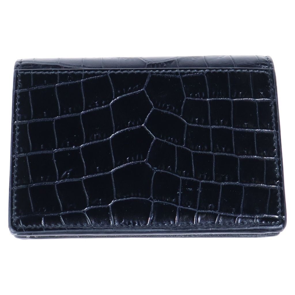 Saint Laurent Paris Croco Embossed Leather Card Case Business Black — view 2