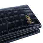 Saint Laurent Paris Croco Embossed Leather Card Case Business Black — view 5