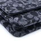 Chanel Chain Wallet Floral Print Denim Shoulder Bag Pouch Black Plate — view 6