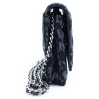 Chanel Chain Wallet Floral Print Denim Shoulder Bag Pouch Black Plate — view 3