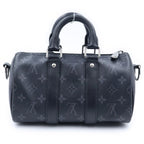 Louis Vuitton Monogram Eclipse Keepall Bandouliere 25 Leather Silver 2-Way — view 2