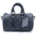 Louis Vuitton Monogram Eclipse Keepall Bandouliere 25 Leather Silver 2-Way