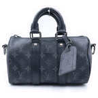 Louis Vuitton Monogram Eclipse Keepall Bandouliere 25 Leather Silver 2-Way