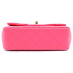 Chanel Quilted Top Handle Mini Flap Chain Shoulder Bag Fuchsia Pink Lambskin — view 4