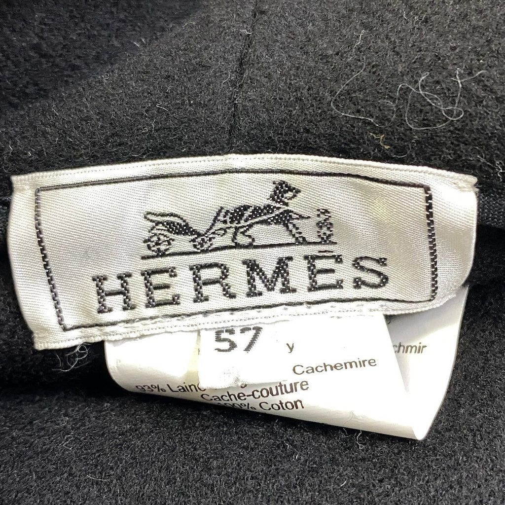 Hermes I 2 Avalon Stitch Wool Hat Cashmere Hybrid Sellier Buttons 57 Black — view 8
