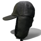 Prada I2 Shearling Hat Leather Cap M Black — view 5