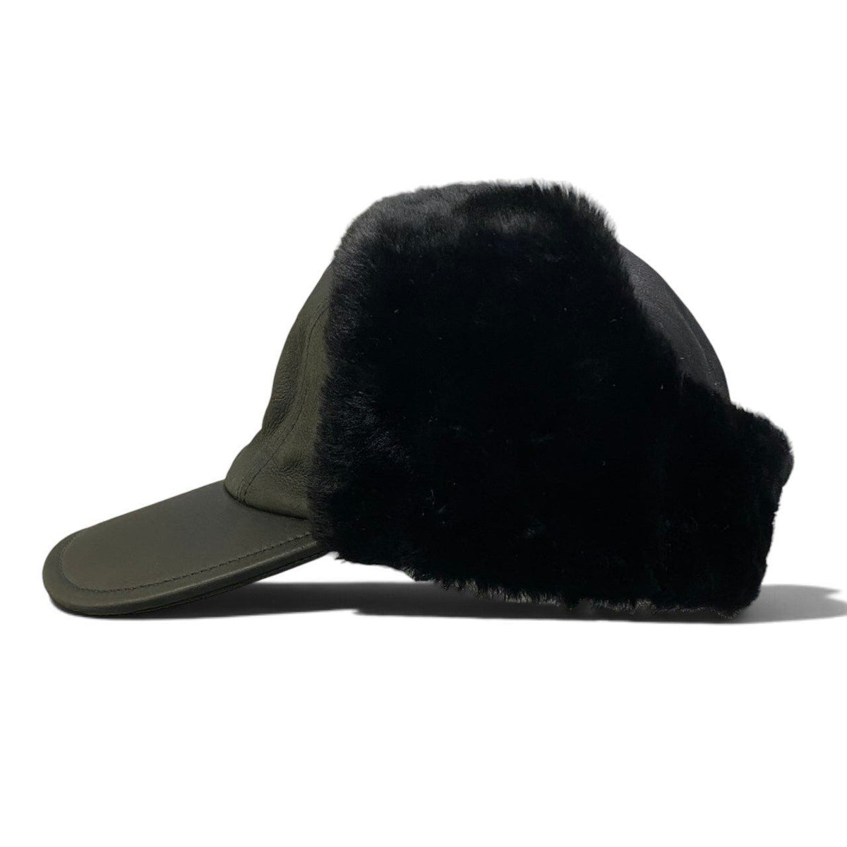 Prada I2 Shearling Hat Leather Cap M Black — view 6