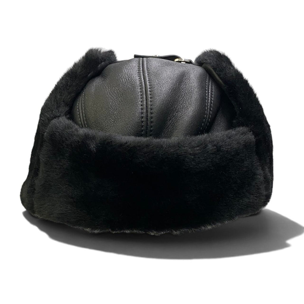 Prada I2 Shearling Hat Leather Cap M Black — view 7