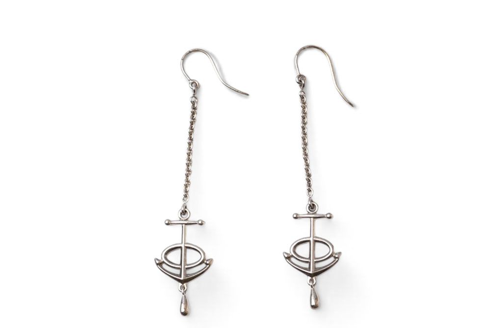 Hermes Earrings Vintage Chaine D'ancre Anchor Motif Silver