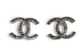 Chanel Earrings CC Logo Silver Black Metallic 12C