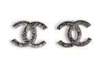 Chanel Earrings CC Logo Silver Black Metallic 12C