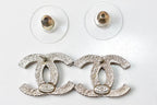 Chanel Earrings CC Logo Silver Black Metallic 12C — view 2