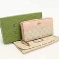 Gucci Double G Bicolor Wallet Zip Around Leather