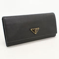 Prada Saffiano Triangle Wallet Bifold Leather