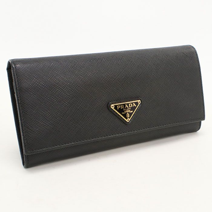 Prada Saffiano Triangle Wallet Bifold Leather