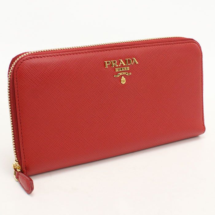 Prada Saffiano Leather Wallet Zip Around