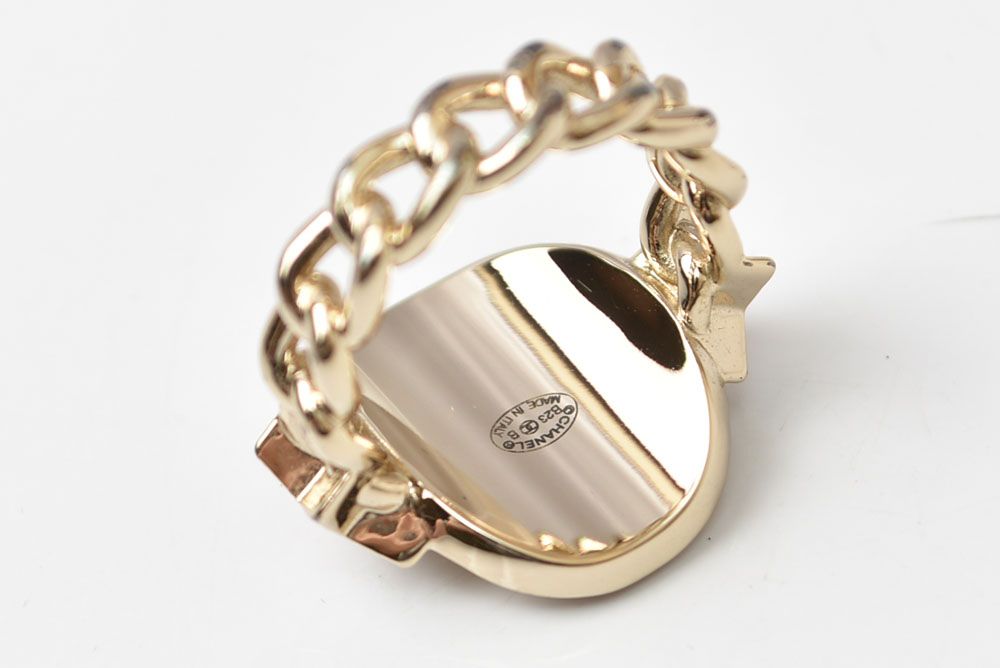Chanel Ring CC Logo Star Rhinestone Gold Plated — view 4