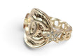 Chanel Ring CC Logo Star Rhinestone Gold Plated