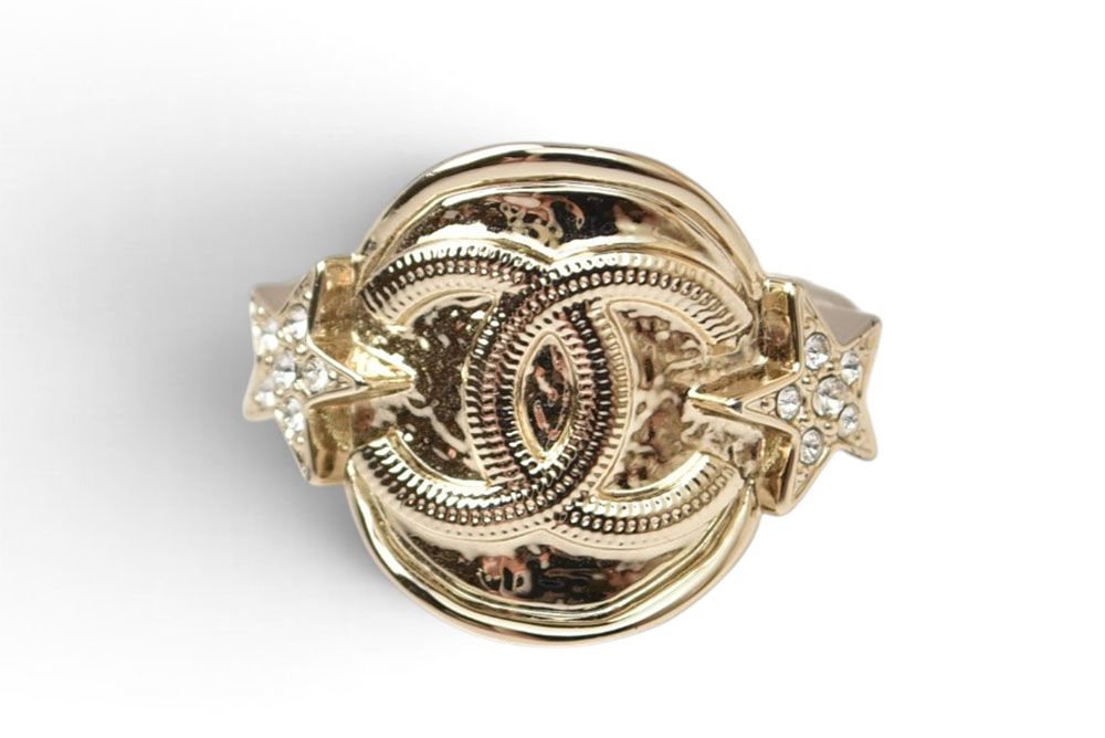 Chanel Ring CC Logo Star Rhinestone Gold Plated — view 5