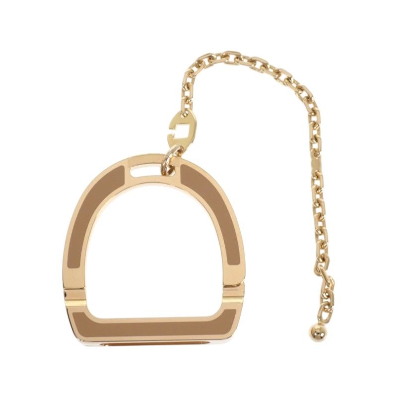 Hermes Ideal Glove Holder Bag Charm Metal Gold Beige Keychain — view 2