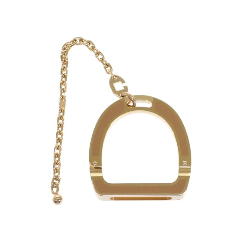 Hermes Ideal Glove Holder Bag Charm Metal Gold Beige Keychain — view 3
