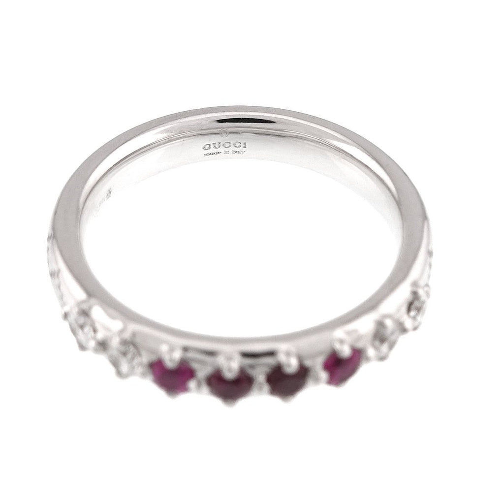 Gucci Ruby Sapphire Diamond Ring 18k White Gold — view 4