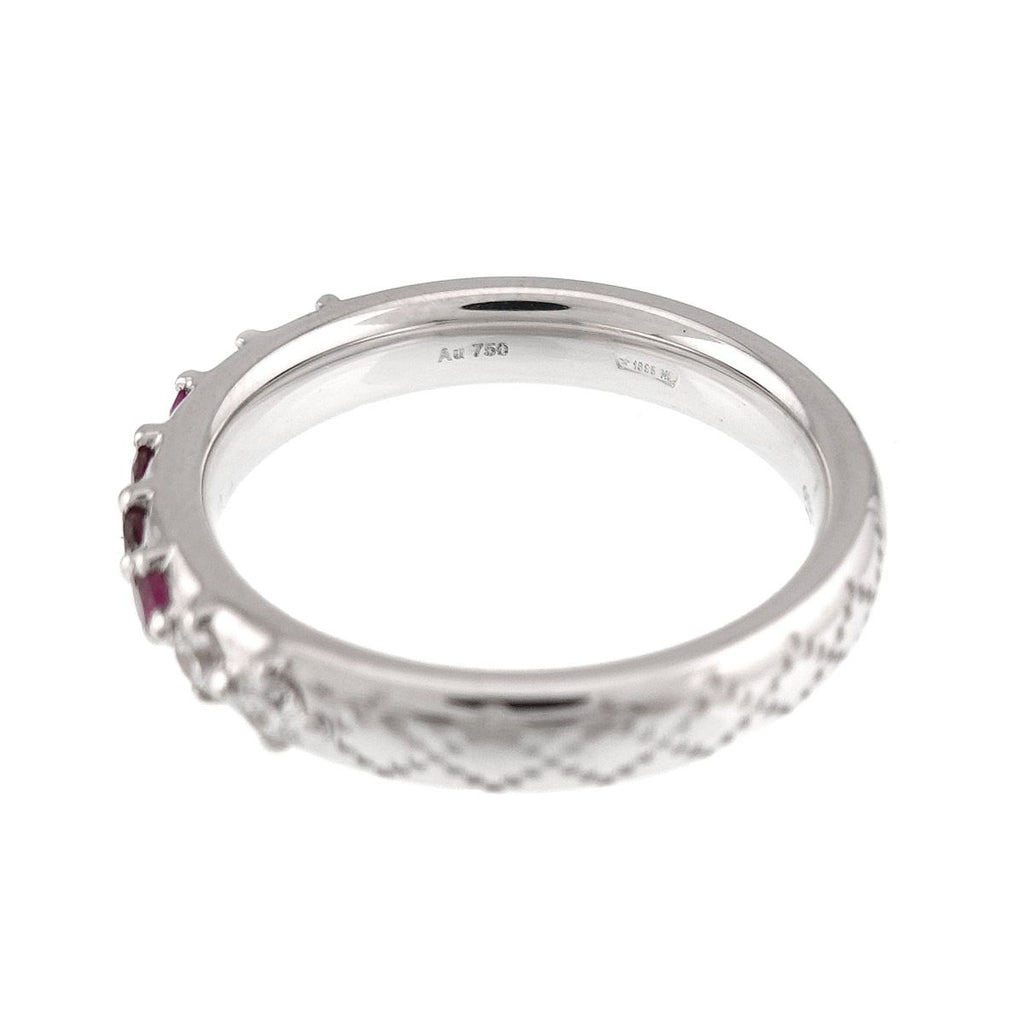 Gucci Ruby Sapphire Diamond Ring 18k White Gold — view 3