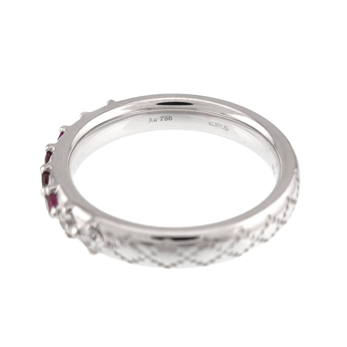 Gucci Ruby Sapphire Diamond Ring 18k White Gold — view 3