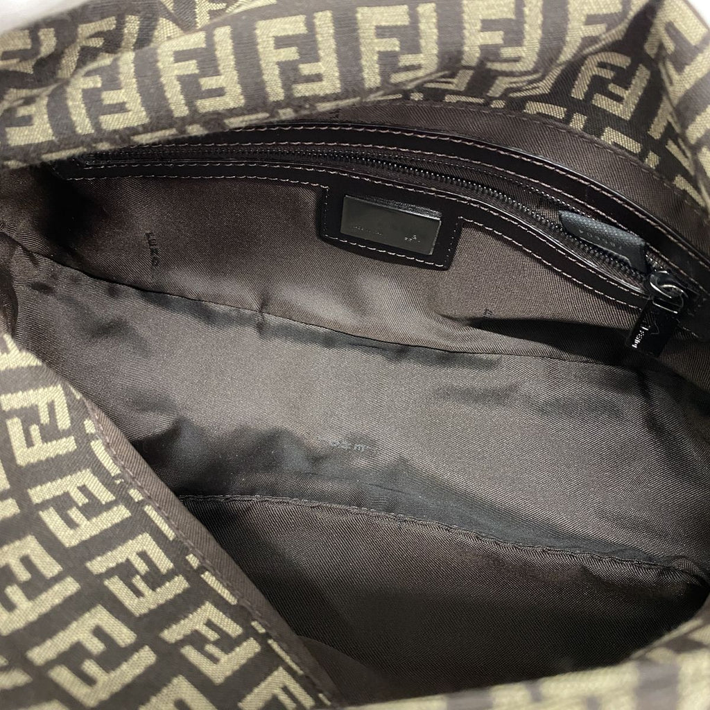 Fendi Handbag Zucchino Nylon Canvas Brown Silver — view 4