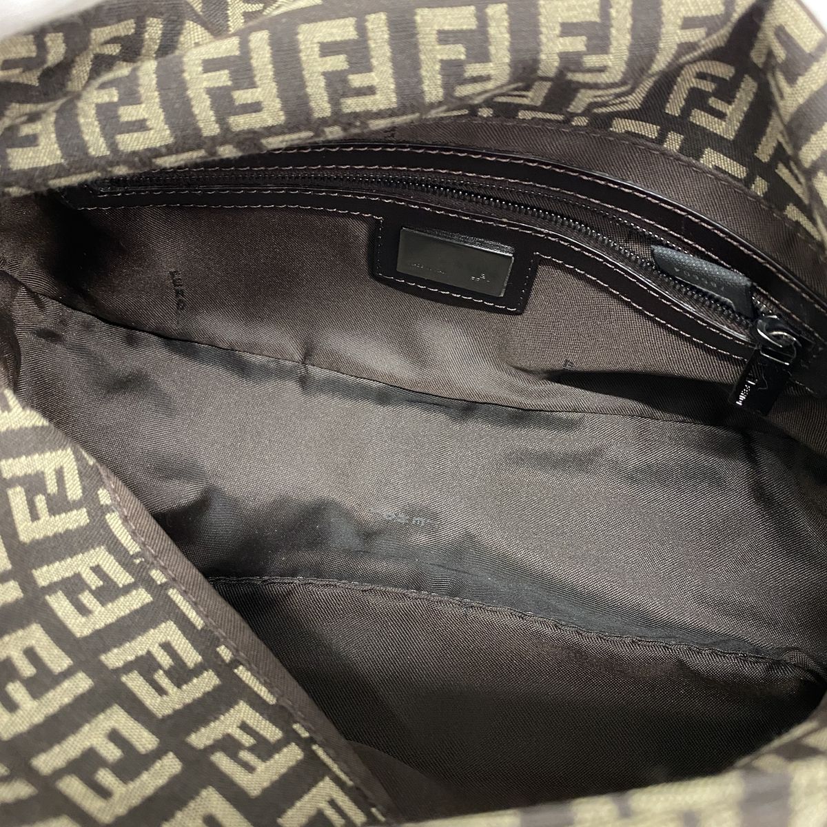 Fendi Handbag Zucchino Nylon Canvas Brown Silver — view 4