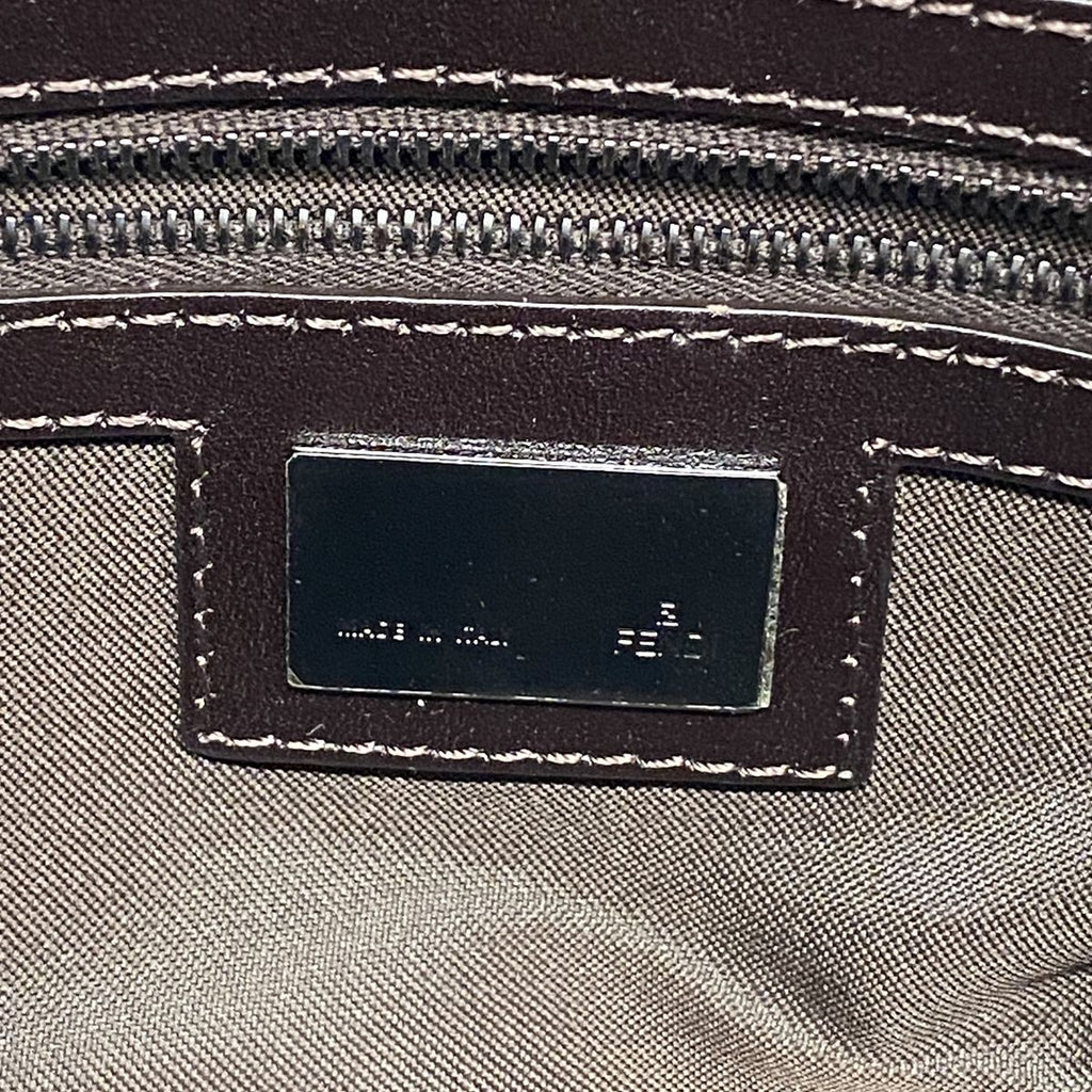 Fendi Handbag Zucchino Nylon Canvas Brown Silver — view 5